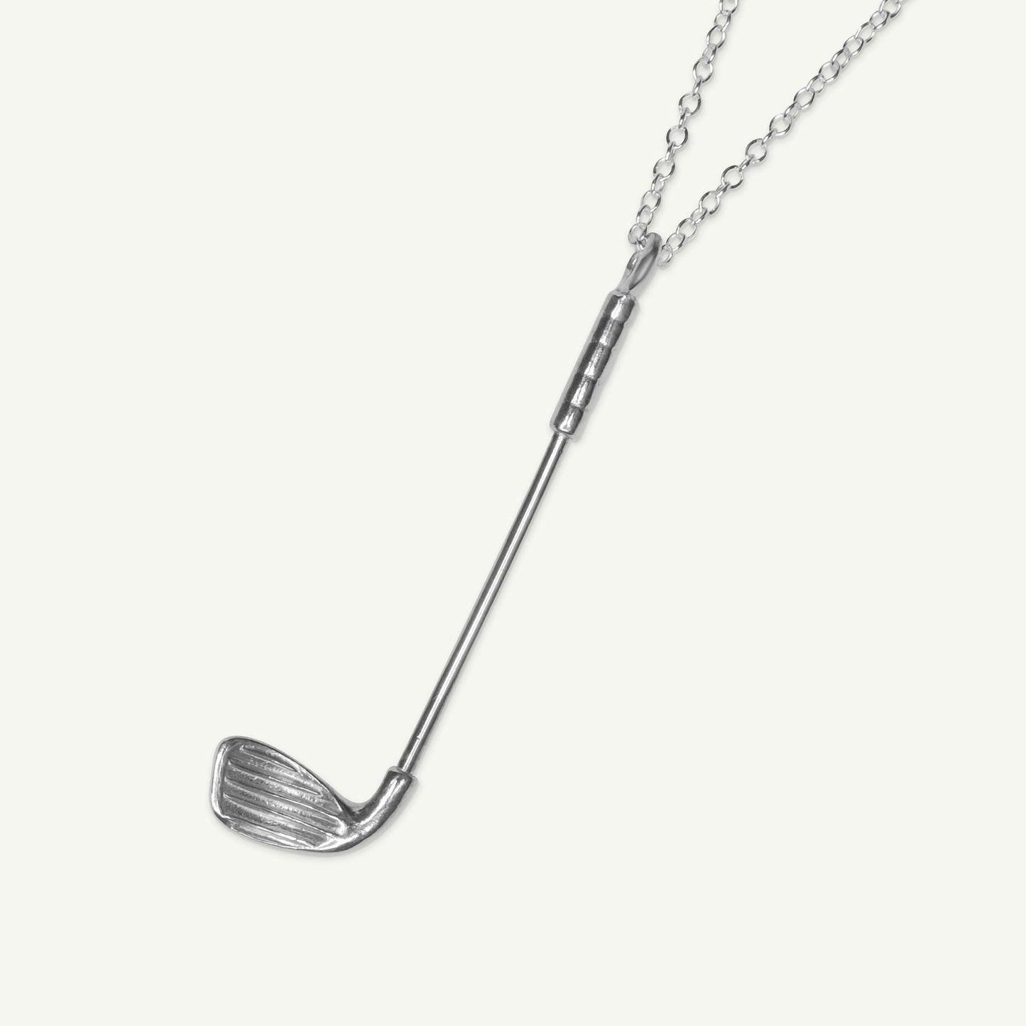 front view of Who's Your Caddy Silver – silver spoon locket on chain