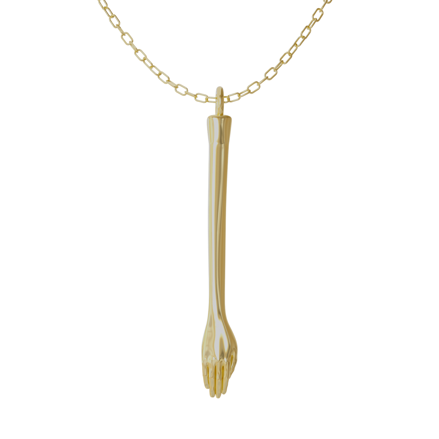 Rave gear jewelry cutout of The Anglesea Arm – gold secret spoon necklace, for festivals