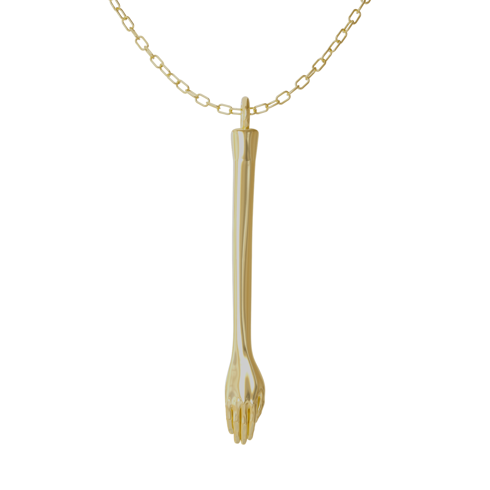 Rave gear jewelry cutout of The Anglesea Arm – gold secret spoon necklace, for festivals